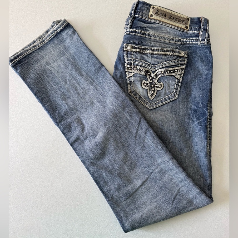 Rock Revival Women's Light Blue Embellished Skinny Jeans